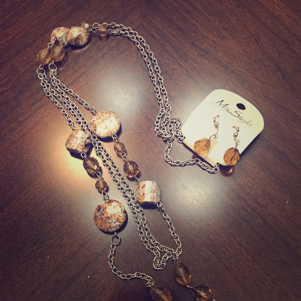 MY STYLE Matching Bead Necklace and Earring Set
